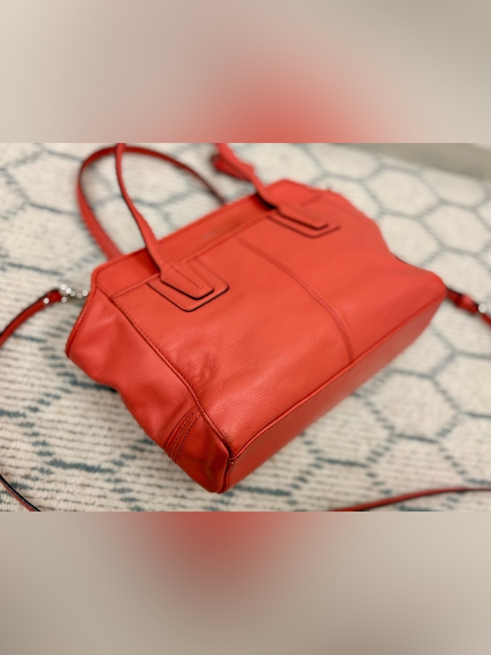 COACH Taylor Bette Mini Tote F27661 Coral Pink Leather 2-Way Crossbody Satchel - Picture 6 of 16